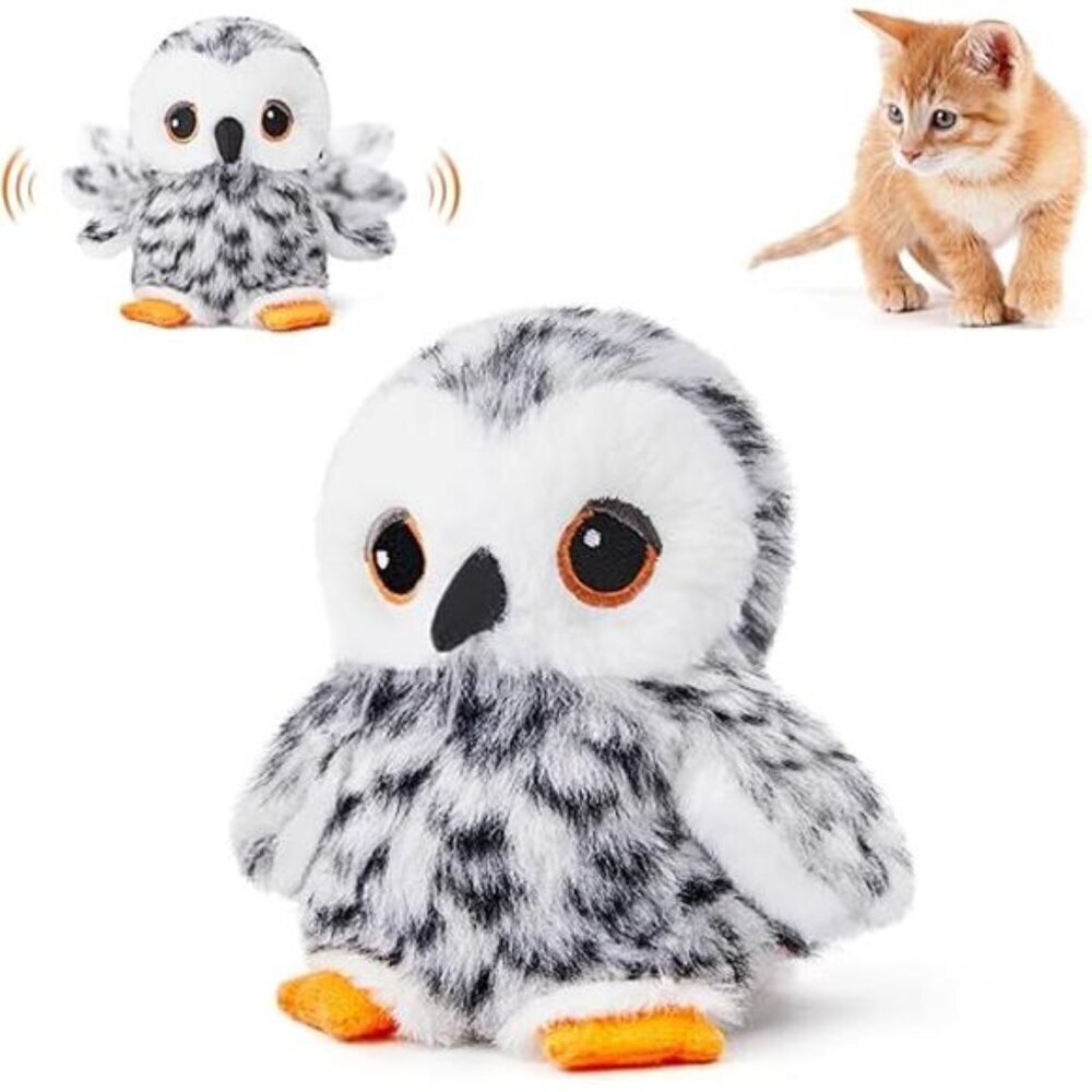 Flapping Owl Cat Toys (No Flying), Lifelike Bird Chirp, Rechargeable - Picture 7 of 7